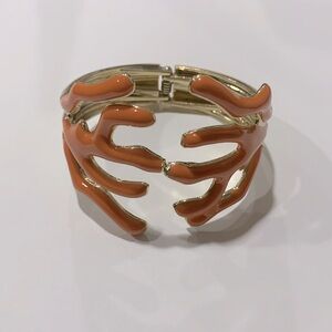 Orange Coral Snap Bangle Bracelet